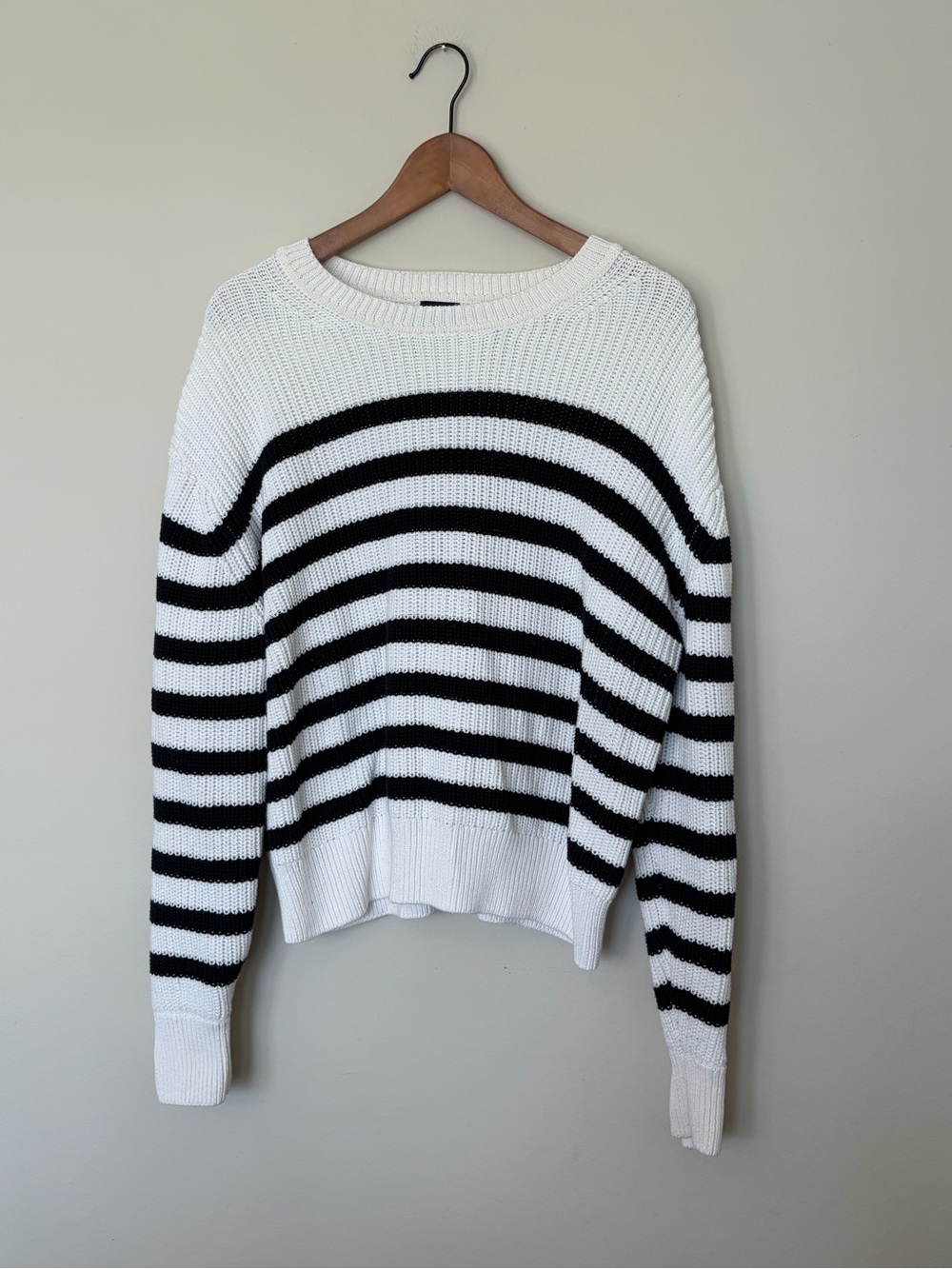 GAP 100% cotton Black & White Striped Crewneck Sweater